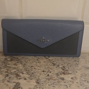 Coach Two-Tone Blue and Black Leather Envelope Wallet